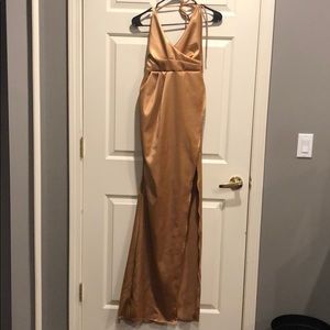 Nude/Champagne Gown w/ Sexy Slit